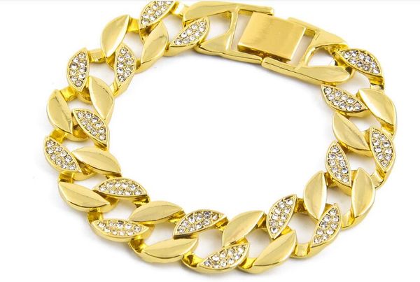 style men hip hop bracelet gold color 15mm iced out bling half rhinestone crystal miami cuban chain bracelets punk jewelry 8inch, Black
style men hip hop bracelet gold color 15mm iced out bling half rhinestone crystal miami cuban chain bracelets punk jewelry 8inch, Black