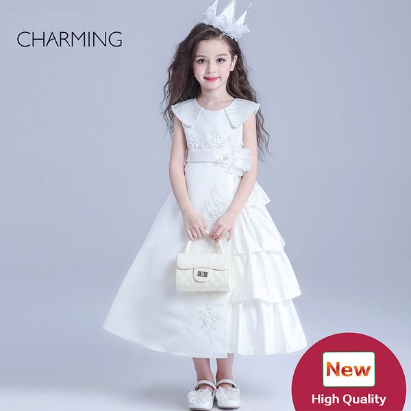 girl beauty pageants designer dresses for kids white round neck belt decoration long section satin fabric designer dresses, White;red
girl beauty pageants designer dresses for kids white round neck belt decoration long section satin fabric designer dresses, White;red