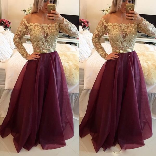 long sleeves burgundy 2017 prom dresses bateau neck off the shoulder appliques lace organza floor length evening gowns sweet 16 dresses, Black;red
long sleeves burgundy 2017 prom dresses bateau neck off the shoulder appliques lace organza floor length evening gowns sweet 16 dresses, Black;red