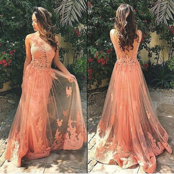 charming 2017 peach lace sheer neck backless prom dresses long appliqued sheer skirt formal evenig party gowns custom made en81810, Black
charming 2017 peach lace sheer neck backless prom dresses long appliqued sheer skirt formal evenig party gowns custom made en81810, Black