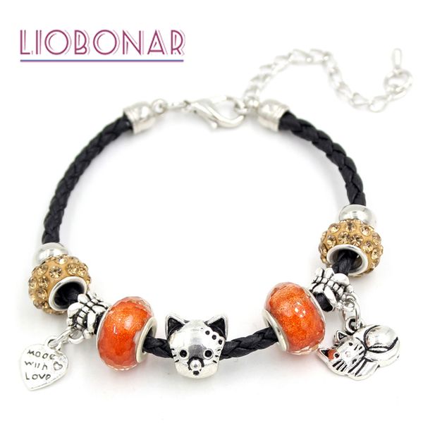 new arrival braid leather bracelet z crystal bead bracelet animal pet cat charms bracelets for women ladies jewelry gift pulsera bijoux, Golden;silver
new arrival braid leather bracelet z crystal bead bracelet animal pet cat charms bracelets for women ladies jewelry gift pulsera bijoux, Golden;silver