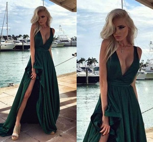 new custom made charming dark green prom dress deep v-neck evening party dress new arrival, Black
new custom made charming dark green prom dress deep v-neck evening party dress new arrival, Black