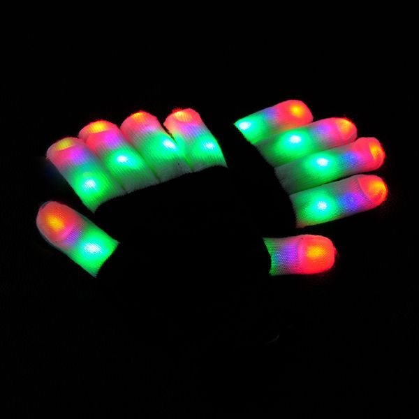 

LED Flash Gloves Five Fingers Light Ghost Dance Black Bar Stage Performance colorful Rave Light Finger Lighting Gloves Glow Flashing