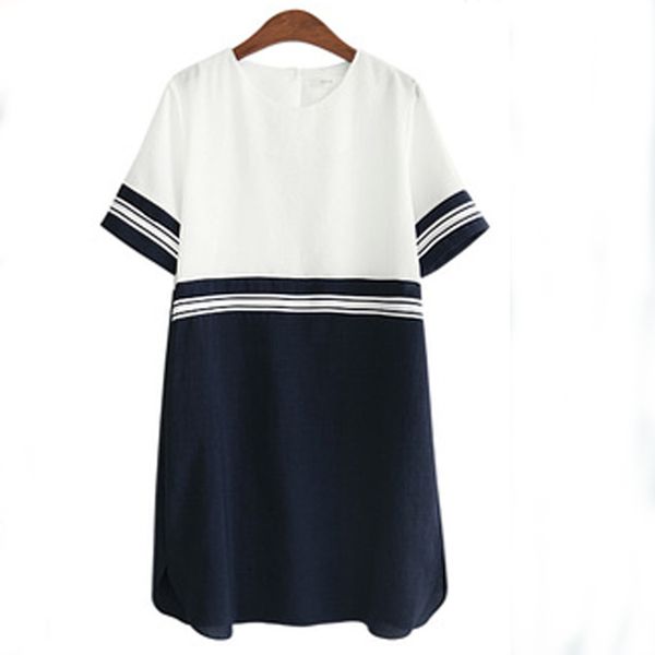 wholesale- 2016 summer plus size xl-4xl 5xl women marine tunic dress o neck a line clothes tshirt fringe loose shift ladies robe vestidos, White;black
wholesale- 2016 summer plus size xl-4xl 5xl women marine tunic dress o neck a line clothes tshirt fringe loose shift ladies robe vestidos, White;black
