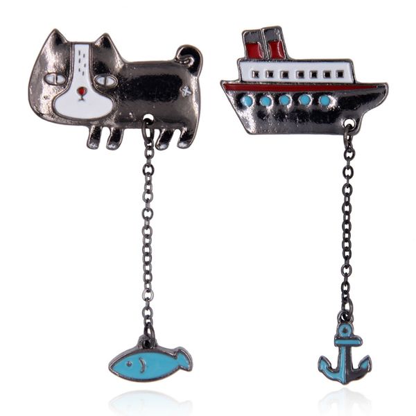 wholesale- japan style enamel kitten cat steamship anchor brooch lapel pin metal chain garment accessory women fashion jewelry, Gray
wholesale- japan style enamel kitten cat steamship anchor brooch lapel pin metal chain garment accessory women fashion jewelry, Gray