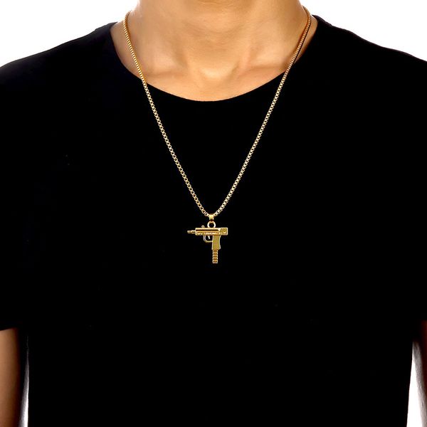 2017 new engraved hip hop for gun shape uzi golden pendant fine quality necklace gold chain popular fashion jewelry, Silver
2017 new engraved hip hop for gun shape uzi golden pendant fine quality necklace gold chain popular fashion jewelry, Silver