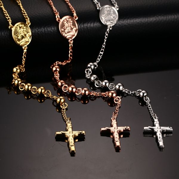 wholesale- vnox fashion 6.0mm rosary long necklace & pendant for men stainless steel chain, Silver
wholesale- vnox fashion 6.0mm rosary long necklace & pendant for men stainless steel chain, Silver