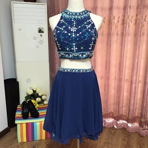 amazing beaded 2 pieces prom dress new jewel neck prom gowns ankle length party gowns backless, Black
amazing beaded 2 pieces prom dress new jewel neck prom gowns ankle length party gowns backless, Black