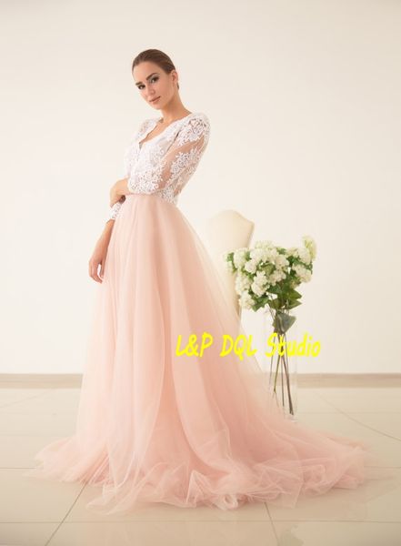 ivory and blush wedding dresses pleats blush tulle with ivory lace bridal gowns boho wedding gowns backless, White
ivory and blush wedding dresses pleats blush tulle with ivory lace bridal gowns boho wedding gowns backless, White