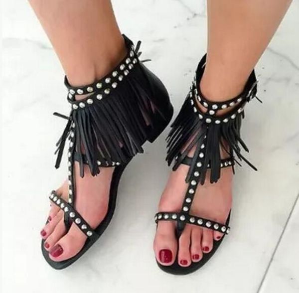 2017 women sandals tassel shoes ankle strap flip flops fringe shoes beach beading party shoes gladiator sandals, Black
2017 women sandals tassel shoes ankle strap flip flops fringe shoes beach beading party shoes gladiator sandals, Black