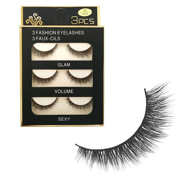 3D-X 08 Mink Lashes 3pairs/set Fake Eyelashes Extension Professional Natural Winged Plastic Cotton Stalk Full Strip Lashes Make Up Tools
3D-X 08 Mink Lashes 3pairs/set Fake Eyelashes Extension Professional Natural Winged Plastic Cotton Stalk Full Strip Lashes Make Up Tools