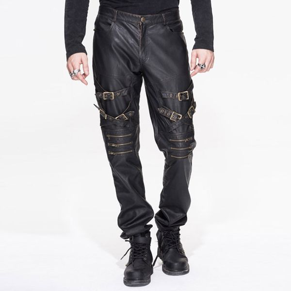 wholesale- 2016 autumn winter shiny gothic england punk rock street straight male long trousers pu hip hop metal men grommet straps pants, Black
wholesale- 2016 autumn winter shiny gothic england punk rock street straight male long trousers pu hip hop metal men grommet straps pants, Black