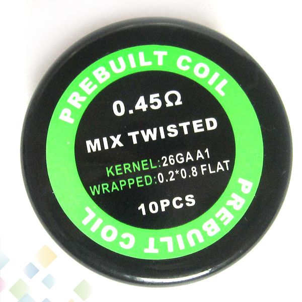 Prebuilt Mix Twisted Coil Resistance 0.45ohm 0.2*0.8+26GA Resistance Wire Electronic Cigarette Sold by PC Heating wick DHL Free
Prebuilt Mix Twisted Coil Resistance 0.45ohm 0.2*0.8+26GA Resistance Wire Electronic Cigarette Sold by PC Heating wick DHL Free