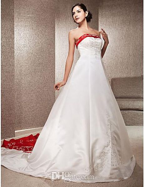white and red embroidery wedding dresses 2019 selling court train satin a-line strapless bridal gowns vestidos de noiva custom made w706
white and red embroidery wedding dresses 2019 selling court train satin a-line strapless bridal gowns vestidos de noiva custom made w706