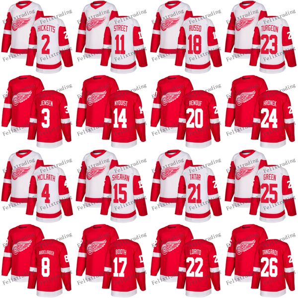 2017-2018 Season Detroit Red Wings 8 Justin Abdelkader Ben Street Nick Jensen David Booth Tomas Tatar Filip Hronek Mike Green Jerseys
2017-2018 Season Detroit Red Wings 8 Justin Abdelkader Ben Street Nick Jensen David Booth Tomas Tatar Filip Hronek Mike Green Jerseys
