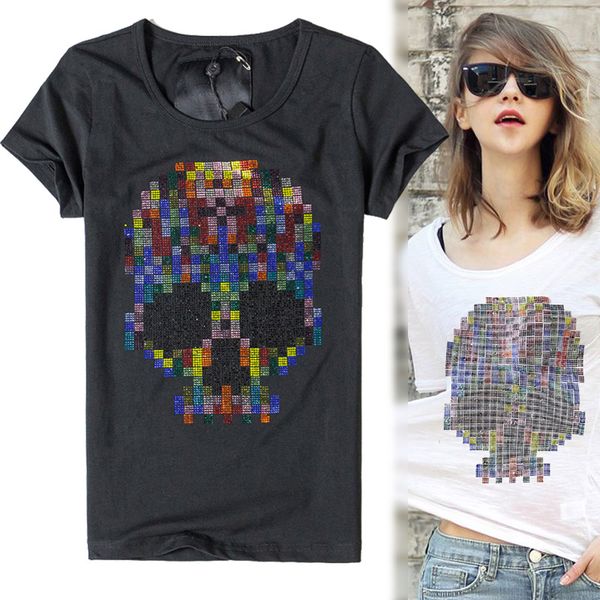 wholesale- 2016 summer o-neck t shirt women diamond skull pattern short sleeve cotton show thin casual t-shirt fashion women, White
wholesale- 2016 summer o-neck t shirt women diamond skull pattern short sleeve cotton show thin casual t-shirt fashion women, White