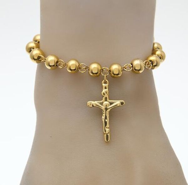 drop sale new hip hop men women stainless steel gold bead bracelet with jesus cross pendant pulseras rosary bracelets fashion jewelry 21cm, Black
drop sale new hip hop men women stainless steel gold bead bracelet with jesus cross pendant pulseras rosary bracelets fashion jewelry 21cm, Black