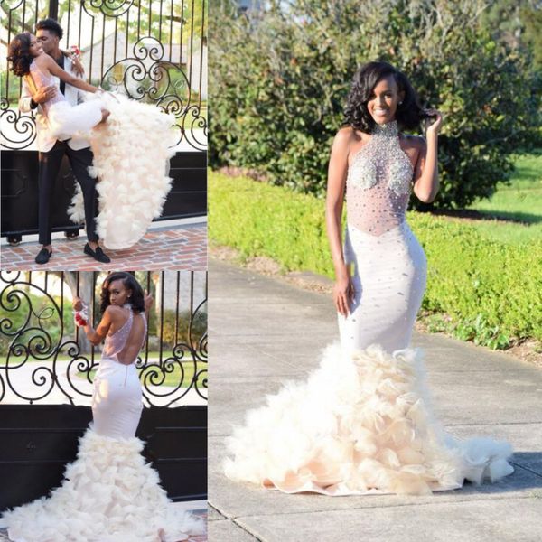 gorgeous beaded mermaid prom dresses 2k17 see through open back evening gowns ruched tulle sweep train women formal party vestidos, Black
gorgeous beaded mermaid prom dresses 2k17 see through open back evening gowns ruched tulle sweep train women formal party vestidos, Black