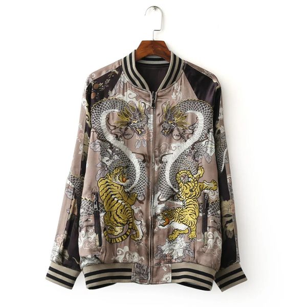 wholesale- spring autumn zipper cardigans women's embroidery tiger pattern streetwear suit coat baseball bomber jackets, Black;brown
wholesale- spring autumn zipper cardigans women's embroidery tiger pattern streetwear suit coat baseball bomber jackets, Black;brown