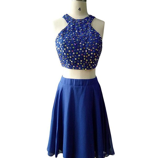 2 pieces prom dress 2018 beaded tea length prom gowns elegant party dress royal blue burgundy, Black
2 pieces prom dress 2018 beaded tea length prom gowns elegant party dress royal blue burgundy, Black