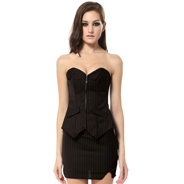 plus size women fashion corset suit formal corset dress in the office for ladies black striped bustiers slimming corsets 0801, Black;white
plus size women fashion corset suit formal corset dress in the office for ladies black striped bustiers slimming corsets 0801, Black;white