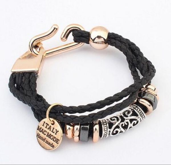 womens mens punk handmade multilayer braided pu leather ropes wrap bracelet vintage charm bracelets knitting jewelry fashion accessories, Golden;silver
womens mens punk handmade multilayer braided pu leather ropes wrap bracelet vintage charm bracelets knitting jewelry fashion accessories, Golden;silver