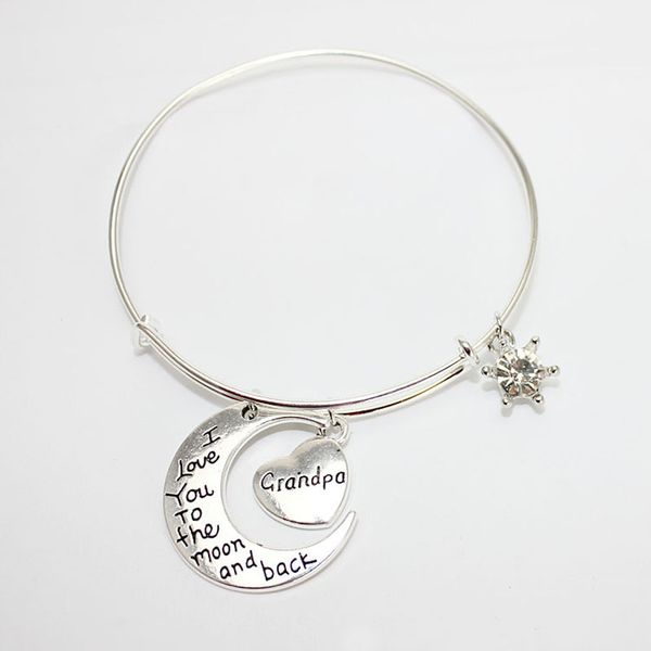 new bangle i love you to the moon and back mom dad family pendants bracelets ing, Black 
new bangle i love you to the moon and back mom dad family pendants bracelets ing, Black