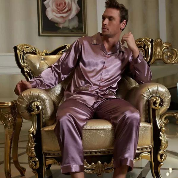 brand men pajamas satin silk pajama pants sets embroidery long-sleeve pyjama lounge sets casual sleepwear 1529, Black;brown
brand men pajamas satin silk pajama pants sets embroidery long-sleeve pyjama lounge sets casual sleepwear 1529, Black;brown