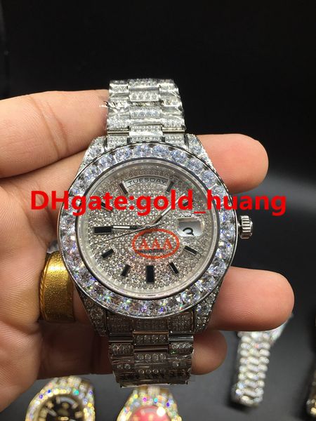luxury 43mm big iced diamonds mechanical man watch (multi color dial) all diamond band automatic stainless steel men's watches 608430, Slivery;brown
luxury 43mm big iced diamonds mechanical man watch (multi color dial) all diamond band automatic stainless steel men's watches 608430, Slivery;brown