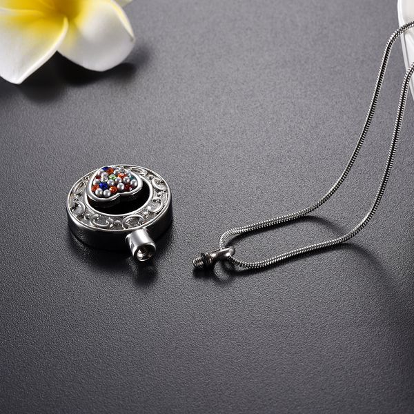 lkj9927 colorful stones inlay round of life cremation pendant necklace for lovers ashes heart inlay stainless steel funeral urn, Silver
lkj9927 colorful stones inlay round of life cremation pendant necklace for lovers ashes heart inlay stainless steel funeral urn, Silver