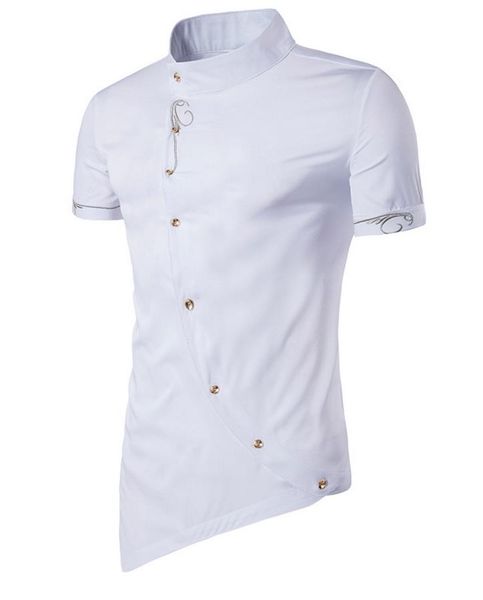 asymmetrical shirt men retro embroidery floral pattern incline single breasted short sleeve stand collar mens party club shirts, White;black
asymmetrical shirt men retro embroidery floral pattern incline single breasted short sleeve stand collar mens party club shirts, White;black