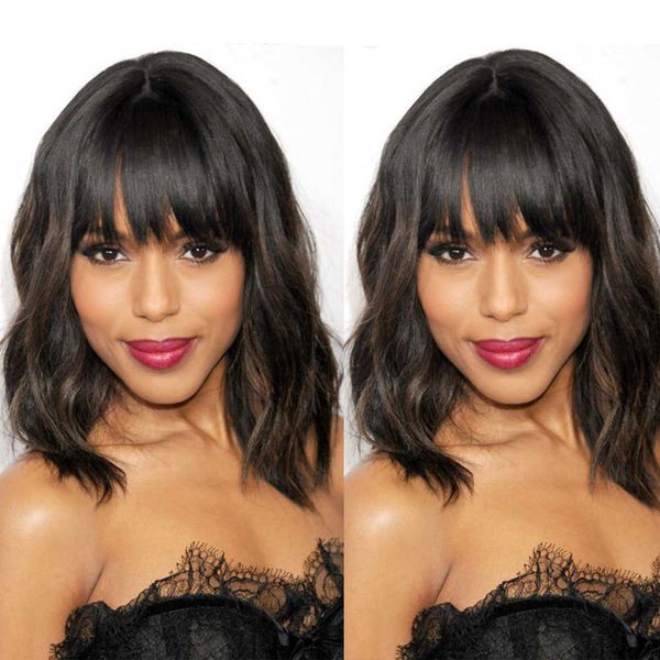 elegant nautral wave brazilian human hair wig with bangs bob short curly wigs full machine made none lace charming wet wavy wigs for black w, Black;brown
elegant nautral wave brazilian human hair wig with bangs bob short curly wigs full machine made none lace charming wet wavy wigs for black w, Black;brown