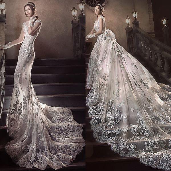 2.5 meters long tail wedding dress gorgeous fashion detachable train beach wedding dress luxury crystal beaded applique mermaid wedding gown, White
2.5 meters long tail wedding dress gorgeous fashion detachable train beach wedding dress luxury crystal beaded applique mermaid wedding gown, White