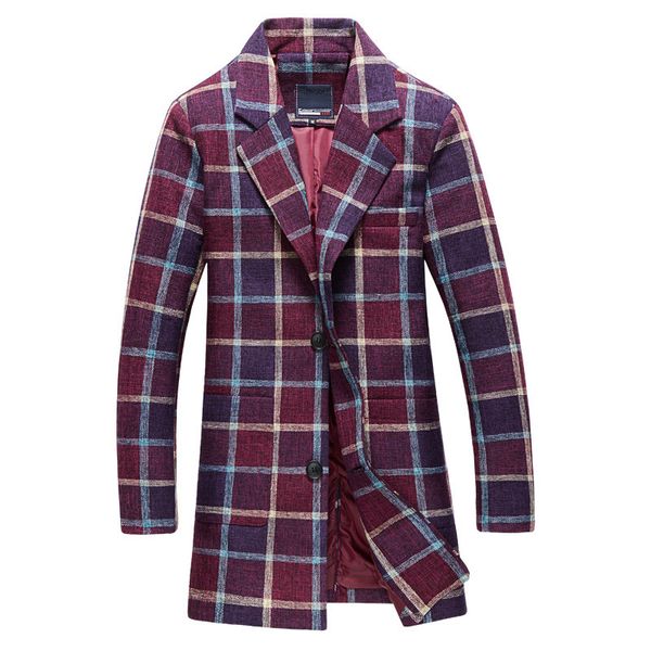 

wholesale- 2016 winter new arrival men's fashion leisure long grid trench coat the man's jacket windbreaker blazer ing, Tan;black