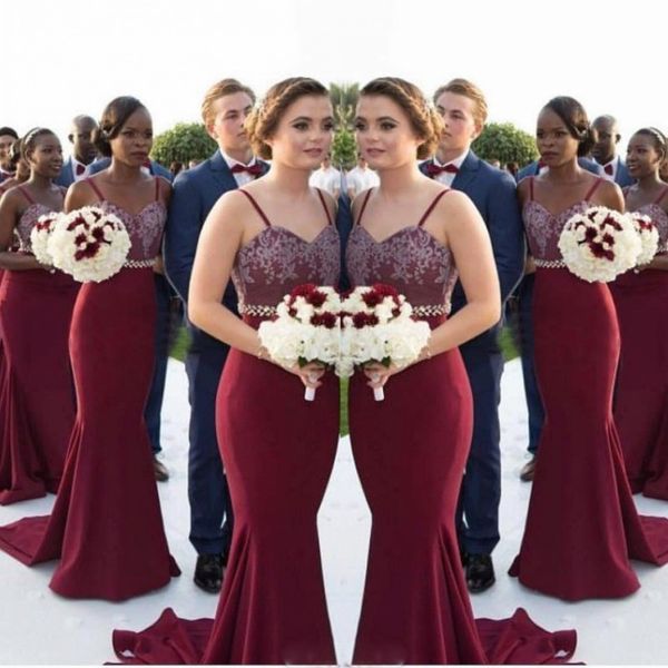 burgundy spaghetti long bridesmaid dresses lace appliques beaded waist mermaid maid of honor gowns wedding guest formal party dress cheap, White;pink
burgundy spaghetti long bridesmaid dresses lace appliques beaded waist mermaid maid of honor gowns wedding guest formal party dress cheap, White;pink