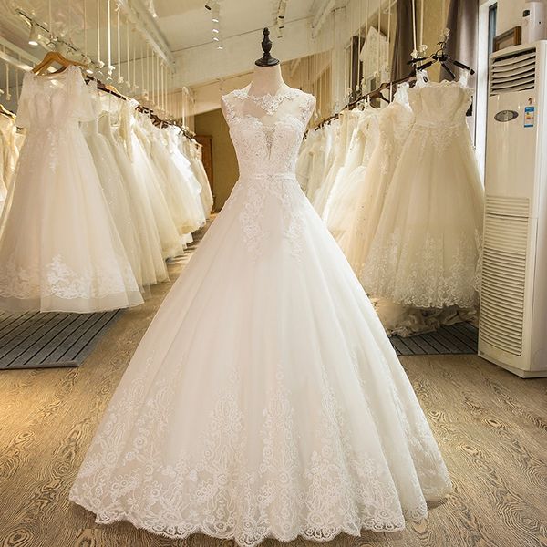 bateau neck lace a line wedding dress with appliques 2019 romantic bridal gowns lace up custom made, White
bateau neck lace a line wedding dress with appliques 2019 romantic bridal gowns lace up custom made, White