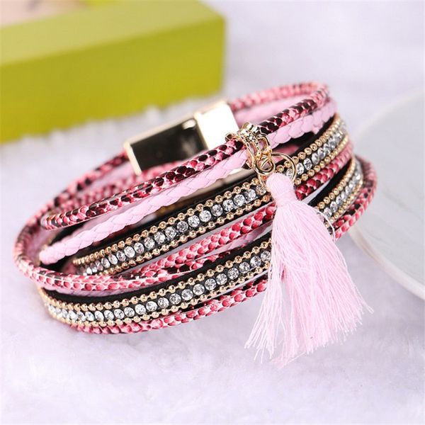 summer fashion style magentic clasp multi layer tassel charms shining crystal handmade leather bracelets for women gifts kx, Golden;silver
summer fashion style magentic clasp multi layer tassel charms shining crystal handmade leather bracelets for women gifts kx, Golden;silver