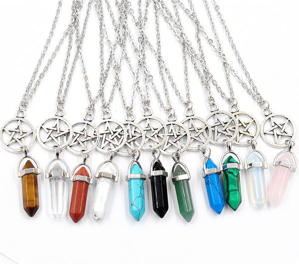 fashion hexagonal prism natural stone pendant five-point star crystal bullet point chakra pentagram stainless chains necklace women jewelry, Silver
fashion hexagonal prism natural stone pendant five-point star crystal bullet point chakra pentagram stainless chains necklace women jewelry, Silver