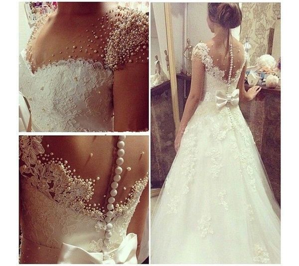 v neck short sleeves ivory appliques lace zipper back tulle bow with pearls ball gown a line vintage wedding dresses bridal gowns cheap, White
v neck short sleeves ivory appliques lace zipper back tulle bow with pearls ball gown a line vintage wedding dresses bridal gowns cheap, White