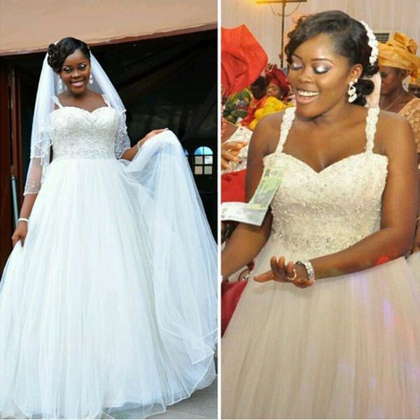 new plus size wedding dresses spaghetti straps beaded lace tulle a line floor length elegant bridal gowns custom size, White
new plus size wedding dresses spaghetti straps beaded lace tulle a line floor length elegant bridal gowns custom size, White