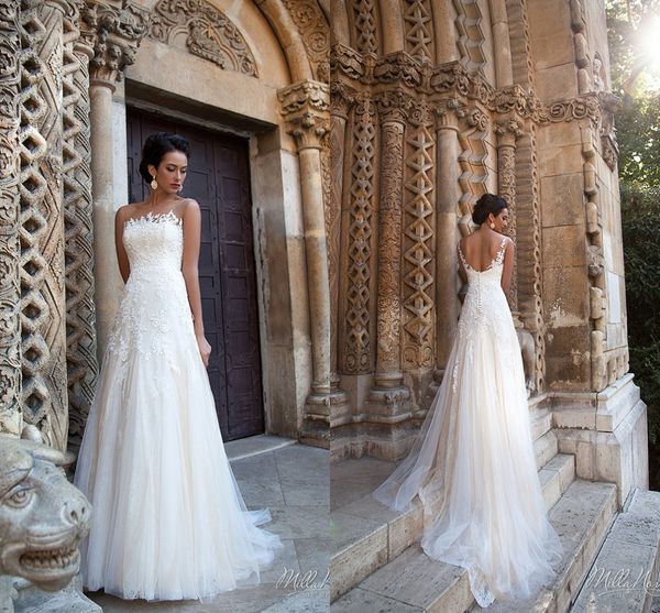 2021 milla nova vintage wedding dresses boat neck sleeveless a line lace appliqued court train bridal dress custom made, White
2021 milla nova vintage wedding dresses boat neck sleeveless a line lace appliqued court train bridal dress custom made, White