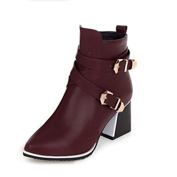 2017 british pointed toe ankle boots women double buckle thick heel martin military boots winter autumn lady shoes, Black
2017 british pointed toe ankle boots women double buckle thick heel martin military boots winter autumn lady shoes, Black