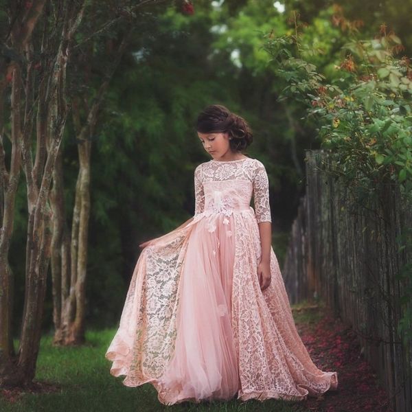 pink lace half long sleeves flower girl dress for wedding tulle a line girls pageant gowns floor length children prom party dress, White;blue
pink lace half long sleeves flower girl dress for wedding tulle a line girls pageant gowns floor length children prom party dress, White;blue