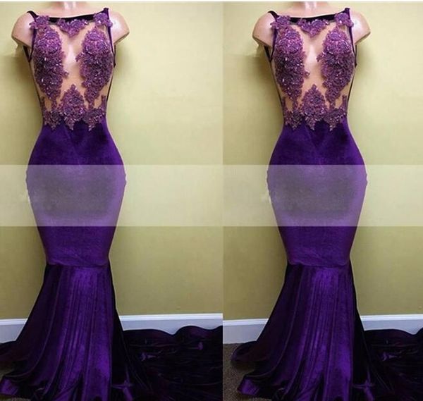 elegant purple sheer illusion appliques beaded mermaid velvet prom dresses 2017 new custom made party evening gowns 2k17, Black
elegant purple sheer illusion appliques beaded mermaid velvet prom dresses 2017 new custom made party evening gowns 2k17, Black