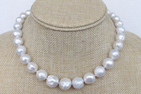 fine pearls jewelry gorgeous 12-15mm white kasumi-like winkled pearl necklace 18inches, Silver
fine pearls jewelry gorgeous 12-15mm white kasumi-like winkled pearl necklace 18inches, Silver