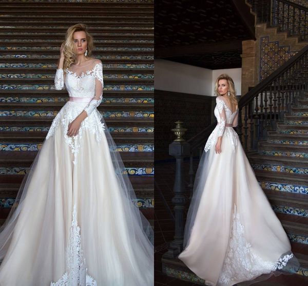 new vintage sheer scoop neck a line wedding dresses lace ruched 3/4 sleeves backless wedding bridal gowns vestidos de novia custom, White
new vintage sheer scoop neck a line wedding dresses lace ruched 3/4 sleeves backless wedding bridal gowns vestidos de novia custom, White