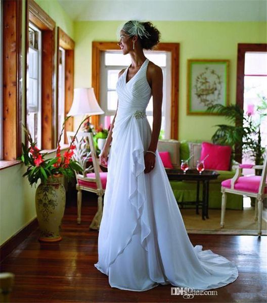 summer beach wedding dresses 2019 halter chiffon wedding dress bridal gowns ruched backless vestidos de noivas custom made, White
summer beach wedding dresses 2019 halter chiffon wedding dress bridal gowns ruched backless vestidos de noivas custom made, White