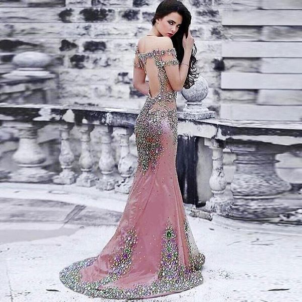 sparkly rhinestone mermaid prom dresses off shoulder sequins beaded celebrity party dress 2017 custom made real picture luxury evening gowns, Black
sparkly rhinestone mermaid prom dresses off shoulder sequins beaded celebrity party dress 2017 custom made real picture luxury evening gowns, Black