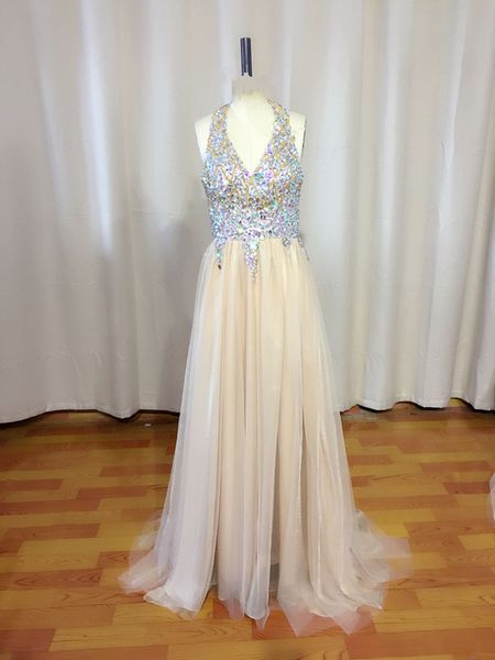 latest style new halter prom dresses sleeveless beaded sequined rhinestone crystal ruffles floor length tulle empire backless formal gowns, Black
latest style new halter prom dresses sleeveless beaded sequined rhinestone crystal ruffles floor length tulle empire backless formal gowns, Black