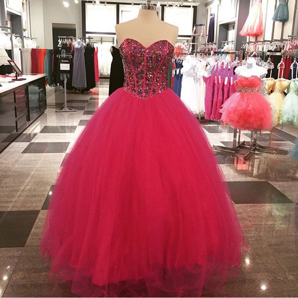 new elegant fuchsia ball gowns quinceanera dresses 2017 with beads crystals lace up sweet 16 dresses 15 year prom gowns qs1077, Blue;red
new elegant fuchsia ball gowns quinceanera dresses 2017 with beads crystals lace up sweet 16 dresses 15 year prom gowns qs1077, Blue;red